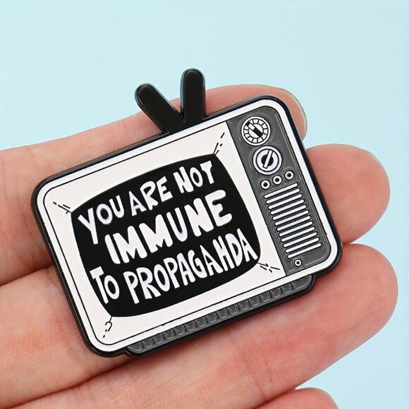 "YOU ARE NOT IMMUNE TO PROPAGANDA” ENAMEL PIN LAPEL PIN BROOCH NWT - Picture 3 of 15